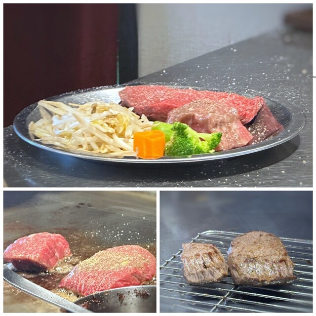 고베 소고기 전문점에서 맛있는 풍미를 느낄 수 있는 합리적인 가격의 적당한 붉은 살 스테이크 런치